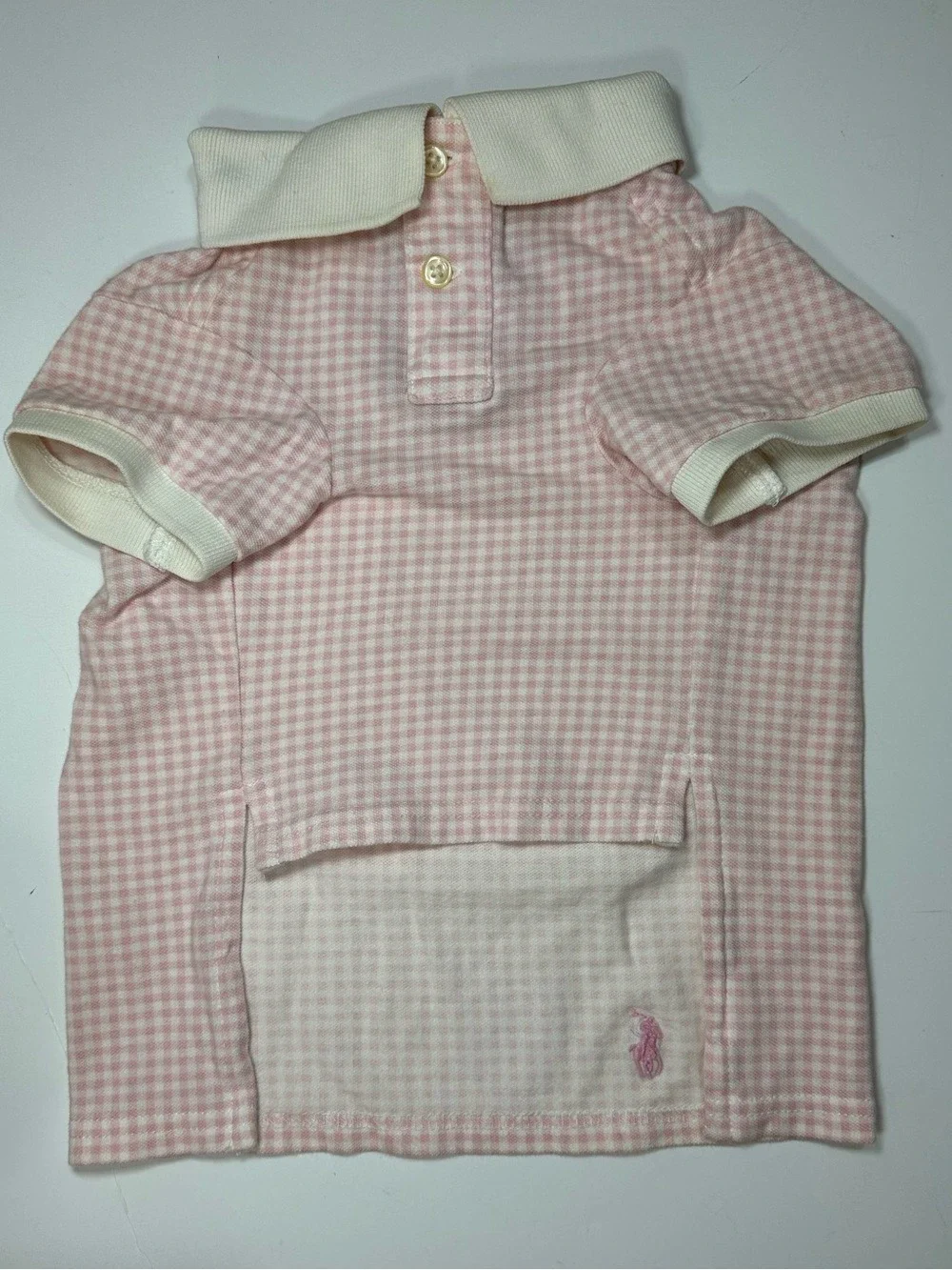 POLO RALPH LAUREN PINK GINGHAM DOG SHIRT LARGE PET POLO PREPPY COTTON PINK PONY